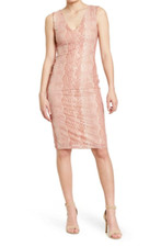 AFRM Ariana Sleeveless Snakeskin Mesh Bodycon Mini Dress Womens Medium Pink Nude