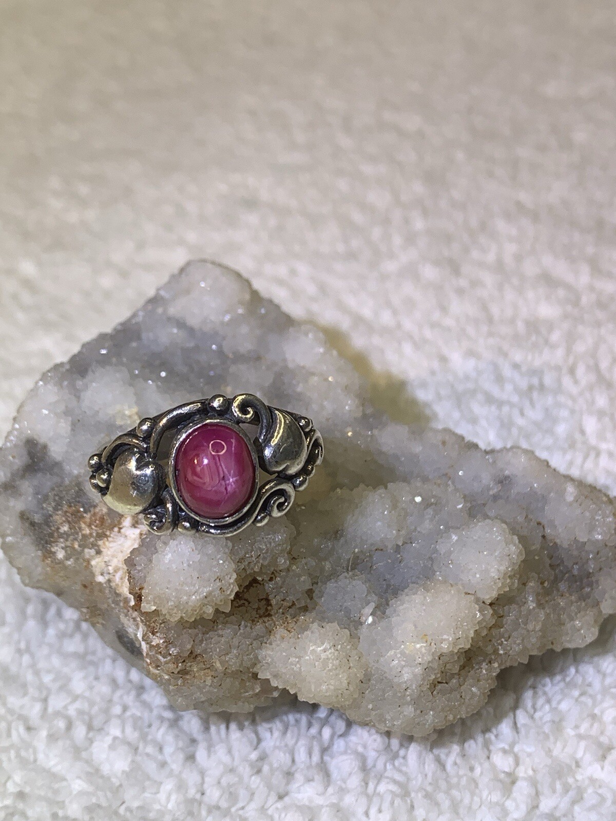 Natural Star Ruby set in Sterling Silver Ring Siz… - image 2
