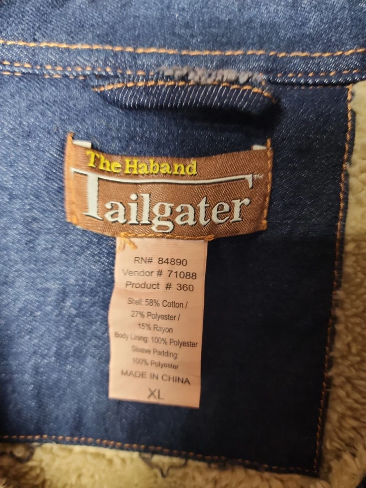 The Haband Tailgater Men XL Blue Denim Button Down Fleece Lining Jacket Shirt - Image 3 of 4