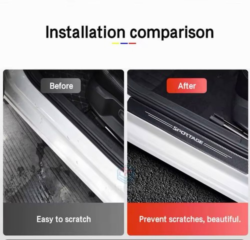 4pcs Kia Sportage Carbon Fibre Effect Car Door Sill Protective Strips - Picture 2 of 6