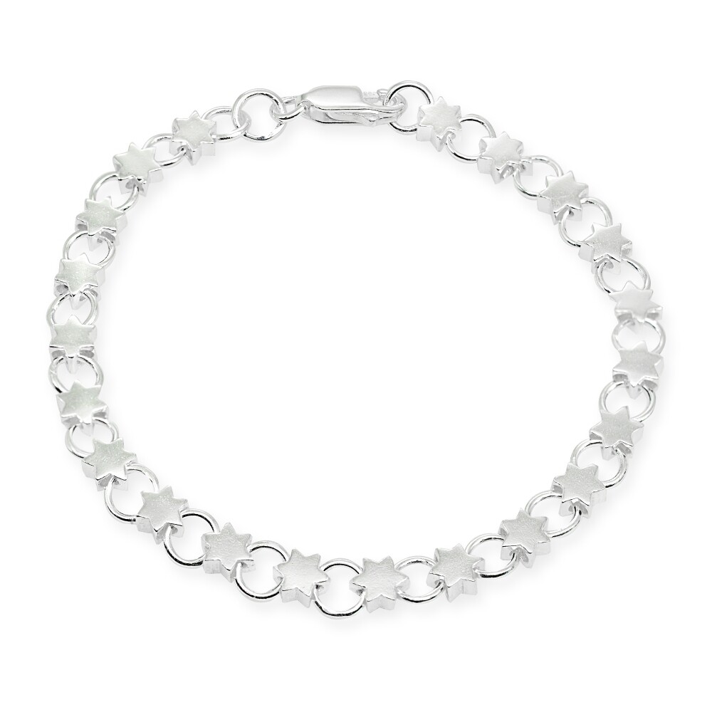 Sterling Silver High Polished Star and Circle Link Chain