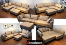4-Piece Taupe Microfiber Fabric Sectional Sofa Set S160T