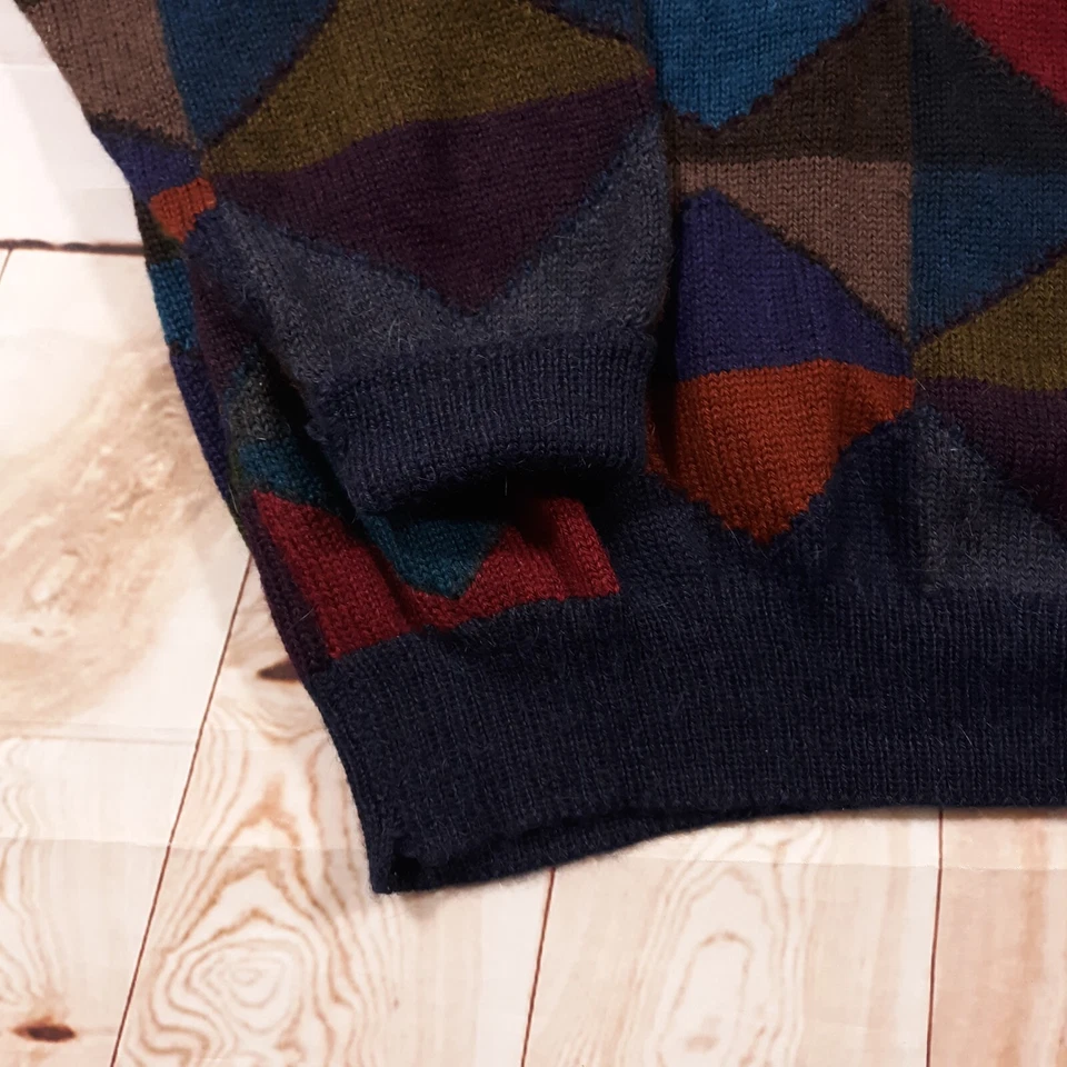 Vintage Peruvian Connection Alpaca Wool Hand Knit Sweater Mens L Geometric Heavy - Image 2 of 4