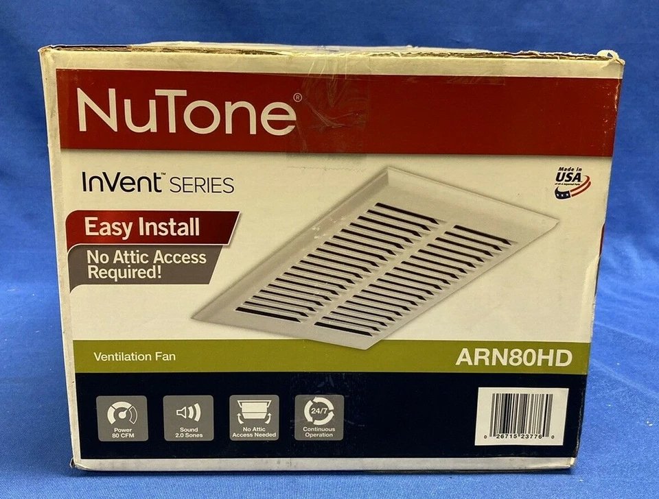 Exaustor de banheiro Nutone resistente 80 CFM instalação parede/teto - Imagem 2 de 4