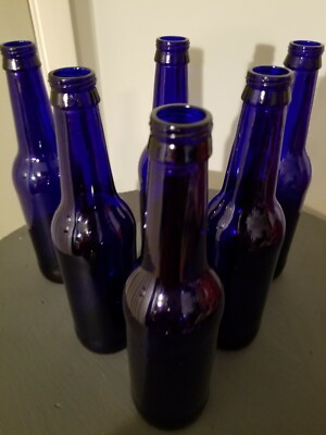 Cobalt Blue Glass Bottles, Brewing, Flower Vases, Crafting, Projects Unlimited!