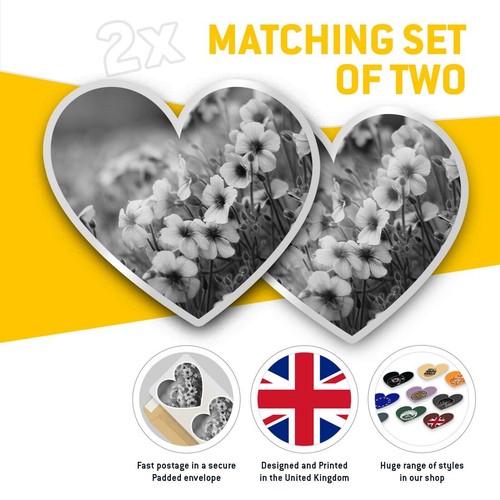 2 x Heart Stickers 7.5 cm - BW - Geranium Flower #35725 - 第 2/9 張圖片