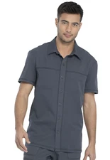 Pewter Dickies Scrubs Dynamix Mens Front Collar Shirt DK820 PWT