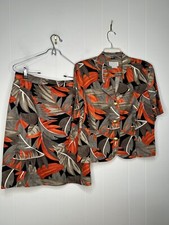 Vintage DONCASTER 2 Piece Skirt Set Women's Size 12 Top Size 10 Skirt Tropical