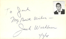 Jack Washburn Signed Auto 3x5 Index Card Black Orchid