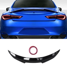 FOR INFINITI Q60 2017-22 PSM STYLE HIGH KICK GLOSSY BLACK DUCKBILL TRUNK SPOILER