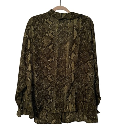 Avenue Womens Plus Snake Print Button-Down Blouse 18/20 W Polyester Long Sleeve - Picture 12 of 12