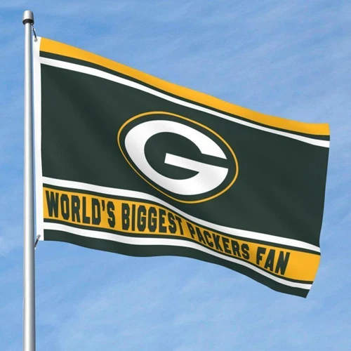 World's Biggest Green Bay Packers Fan Club Flag Banner Decorative Flags | Home Docor | Outdoor Flag | American Football Gift