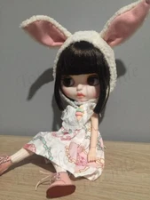 Takara 12" Neo Blythe Nude doll makeup dudu mouth black brown hair Joint body