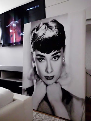 XXL Audrey Hepburn Loft-Design Bild Leinwand 105x75x5 Canvas Gemälde Longe 