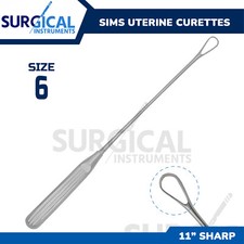 Sims Uterine Curettes 11" (27.9cm), Sharp Blade, Size 6 German Grade