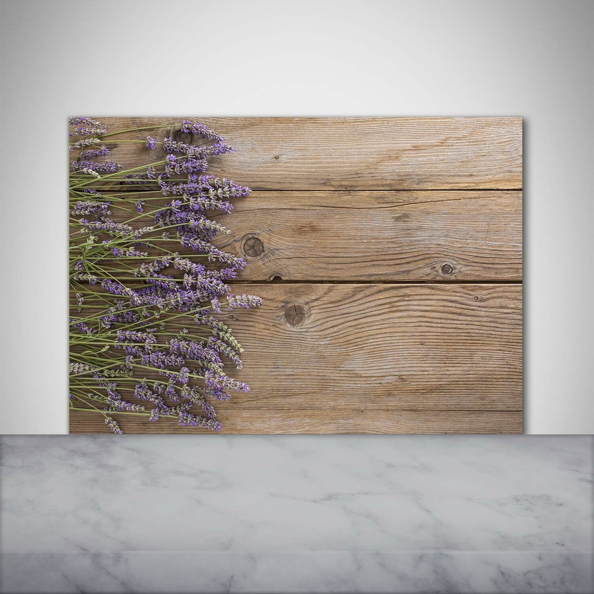 Panneau Décoratif Pour Cuisine Tulup - Verre 100x50 Cm - Motif 'Lavande Dans Un Pot' - Violet - Neuf