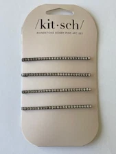 Kitsch Extra Long Rhinestone Bobby Pins 4pc Set Hermatite New Free Ship