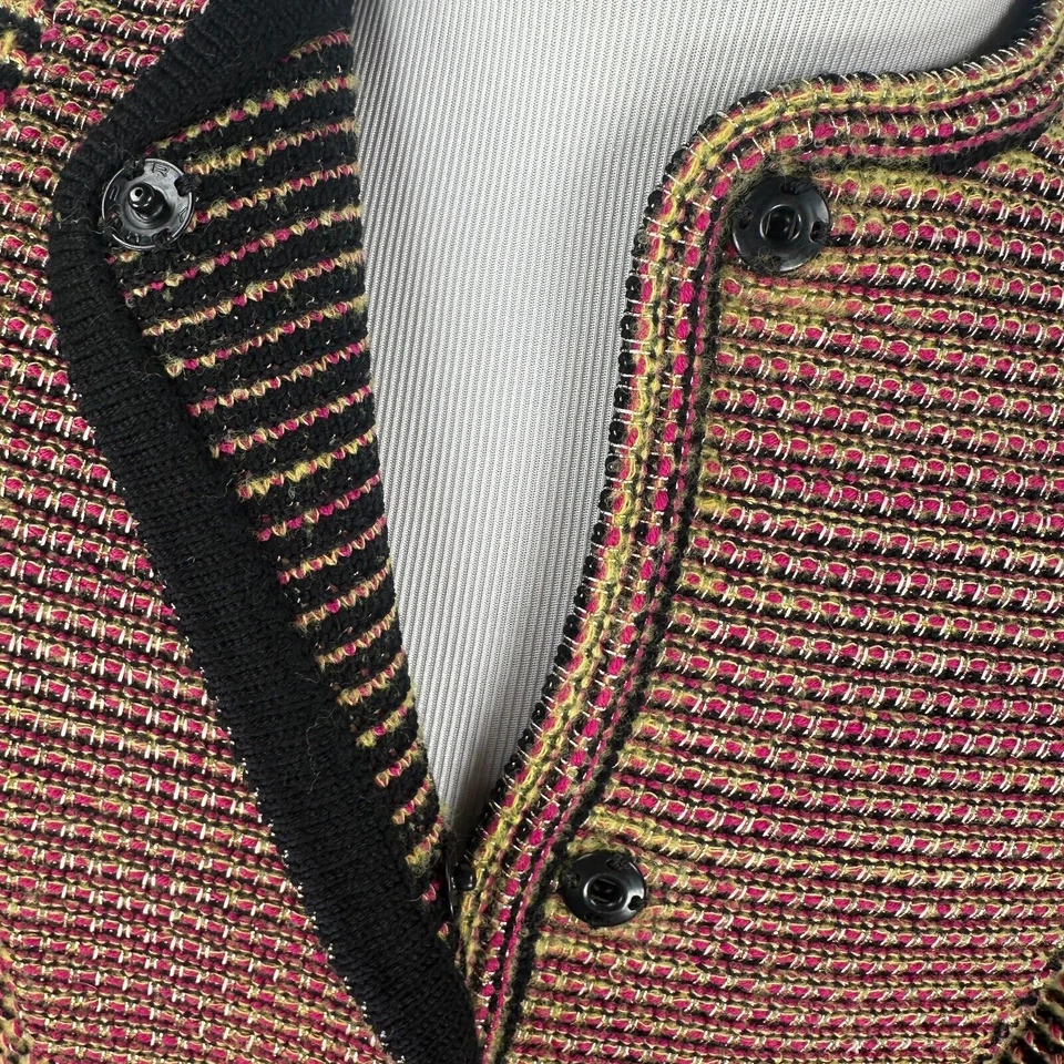 Missoni Cárdigan Suéter Chaqueta Para Mujer 40 Rosa Amarillo Negro Colorido Rayas Foto 4 de 4