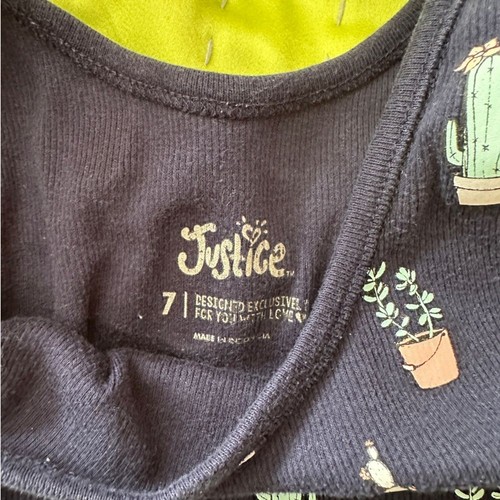 Justice Navy Cactus Print Tank Top - size 7 - VGUC - Picture 3 of 3