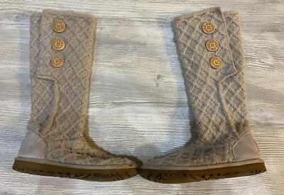 UGG Lattice Knit Cardy Tall SN 3066 Women's Boots Size 6 (Preowned