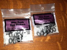 2 Packs of Water Gremlin Egg Sinkers, Peg 9, 1/4-ounce, 11 per bag