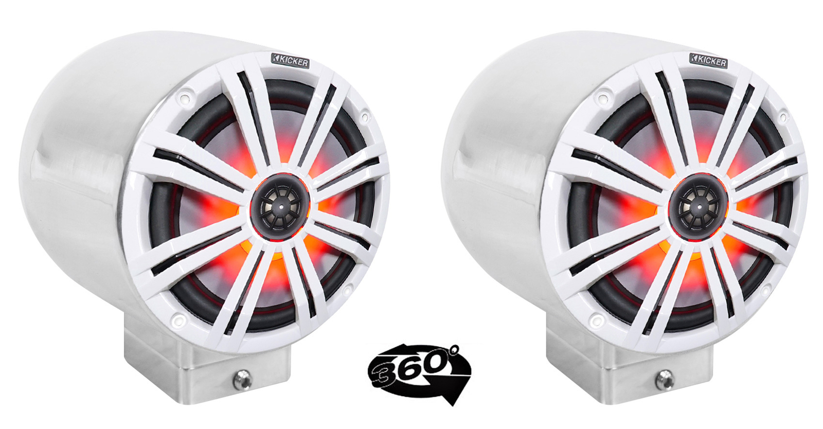 2 лодочные колонки kicker KM8 с 8 светодиодами поворотные на 360 хромированные для поверхностного монтажа