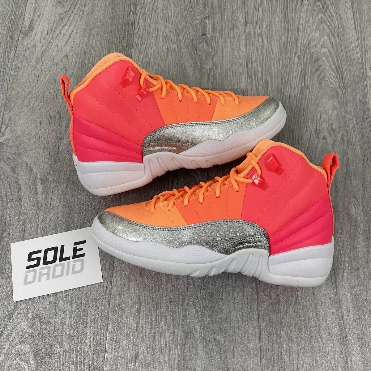 NIKE AIR JORDAN 12 RETRO GS SUNRISE UK5 5.5Y EU38 PINK ORANGE