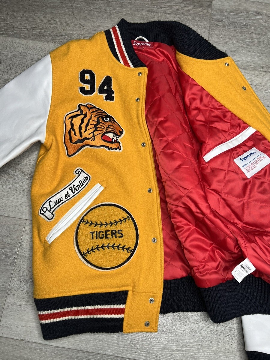 Supreme Tiger Varsity Jacket F/W 09 Yellow Rare Vintage Size Supreme Tiger Varsity Jacket F/W 09 Yellow Rare Vintage Size
