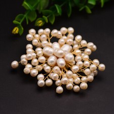Fashion Women Freshwater Pearl Flower Brooch Pins Corsage Wedding Jewelry Party