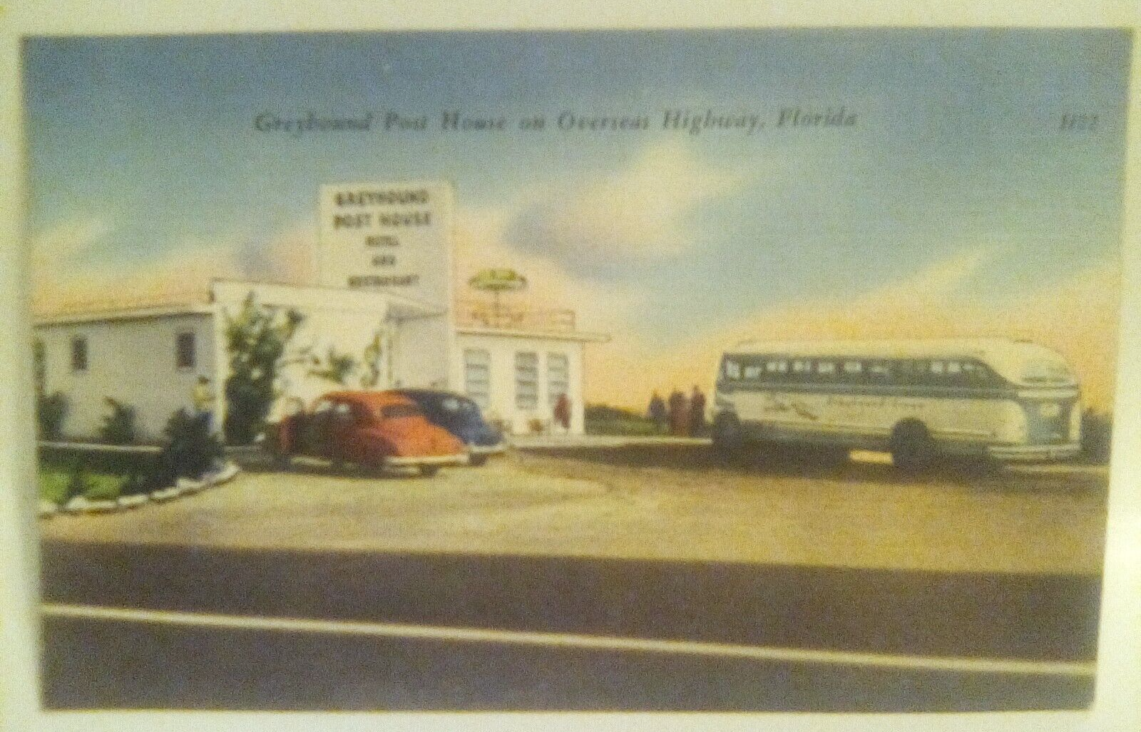 FL, Greyhound, Florida, RPPC, Overseas Highway Post House, Bus, Cook No N-485
