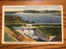 Vintage Postcard - Charles Mill Dam, Muskingum Watershed, Mount Vernon, Ohio