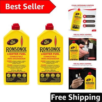 Reliable 12 Ounce Ronsonol Lighter Fluid - Pack of 2 for Every Wick Lighter