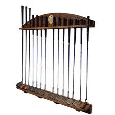 Personalized, Solid Oak, Golf Club Rack - 14-Club Wall Mounted Display