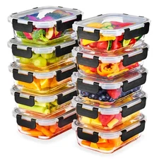 Sorbus Glass Meal Prep Containers with Airtight Lids - 10 Pack
