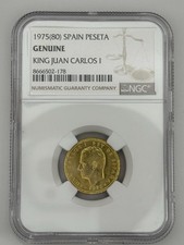 1975 Spain Una Peseta NGC Genuine King Juan Carlos 1