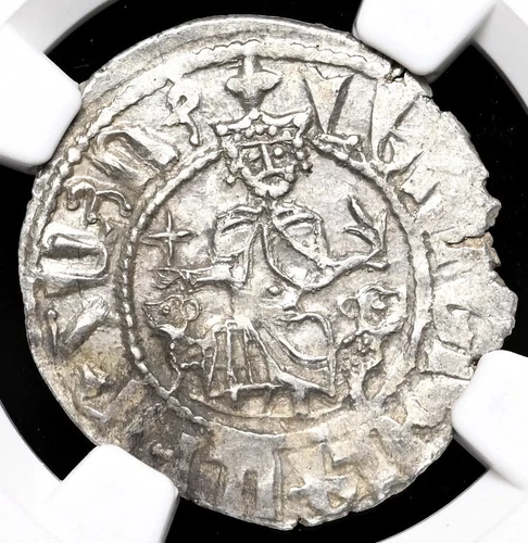 NGC AU55 ARMENIA 1198-1219 AD Levon I Silver Tram Knights Templar Crusaders Coin