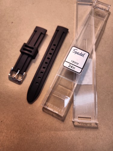NOS Speidel 18R Black Silicone/PVC Diver's Watch Band With Stainless Buckle - Picture 9 of 9