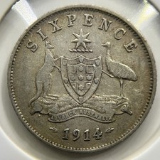 1914 Sixpence Coin - good Fine - Silver George V