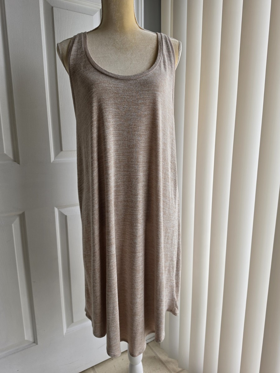 knee length tank dress Leith XXL Knit Sleeveless Scoop Neck Pullover Beige Women style:Classic