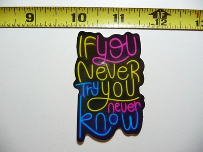 NICE TRY YOU WILL NEVER KNOW SMALL STICKER DECAL NEON STYLE MOTIVATIONAL