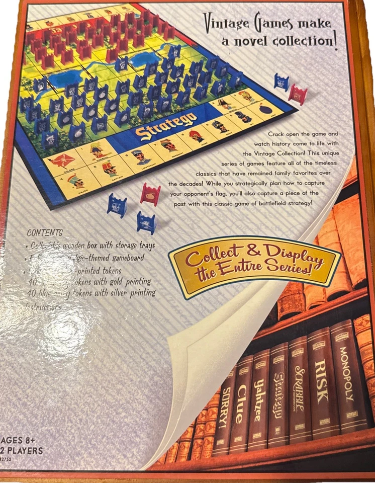 Vintage Game Collection Stratego Wooden Box Bookshelf Board Game Complete - Image 2 of 4