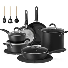 18 Pcs Pots and Pans Set Non Stick with 12-Quart Stock Pot, Nonstick Kitchen ...