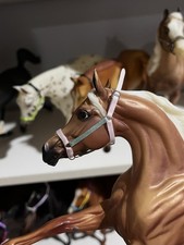 light pink  green model horse halter