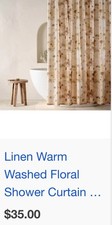 Linen Warm Washed Floral Shower Curtain - Casaluna