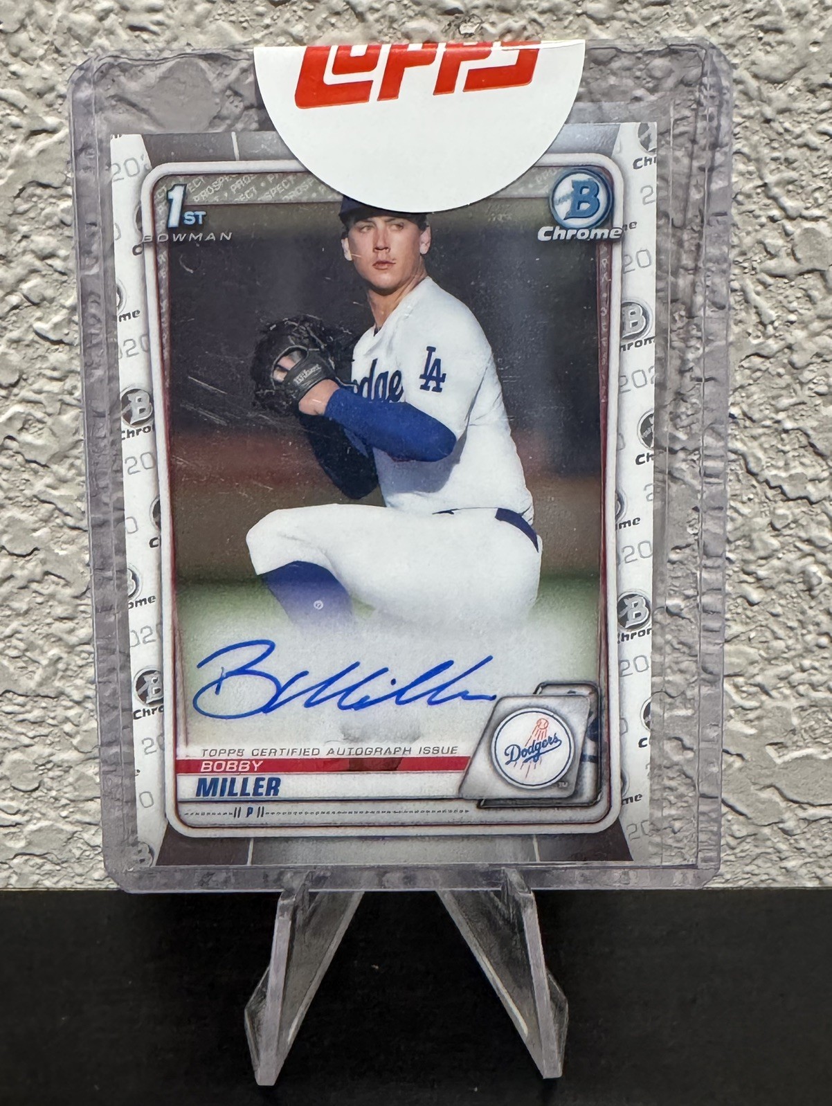 Bobby Miller RC Auto-2020 Bowman Chrome 1st Auto Rookie-Dodgers Topps Redemption