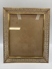 Vintage 8 X 10 24 Ct. Gold Plated Gold Filigree Photo Frame Desk Frame