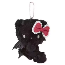 Sanrio Hello Kitty Plush Key Fob Keychain Little Angel Black Bag Holder Wedding