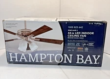 Hampton Bay Sinclair II 44 in. Indoor Brushed Nickel LED Ceiling Fan with Light