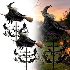 The Enchanted Witch Garden Wind Spinner Metal Halloween Garden Stake