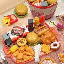 80 pieces Children Food Kitchen Set Girl Pretend Play House Toy Bread Burger
